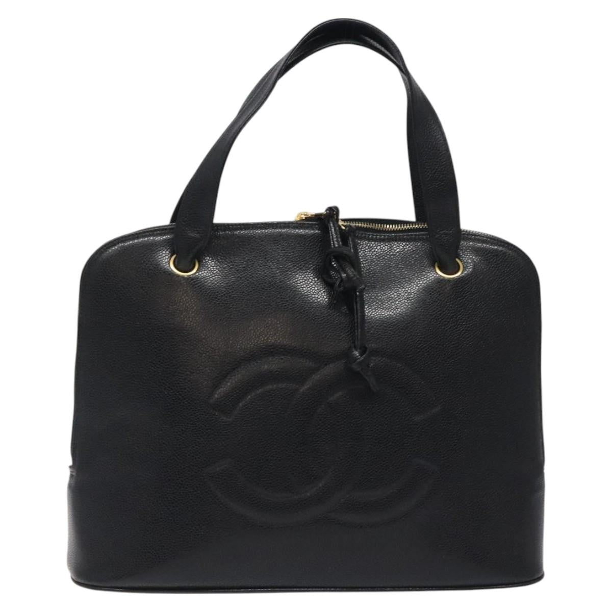 Chanel Vintage Cc Dome Caviar Black Calfskin Handbag (Pre-Owned)