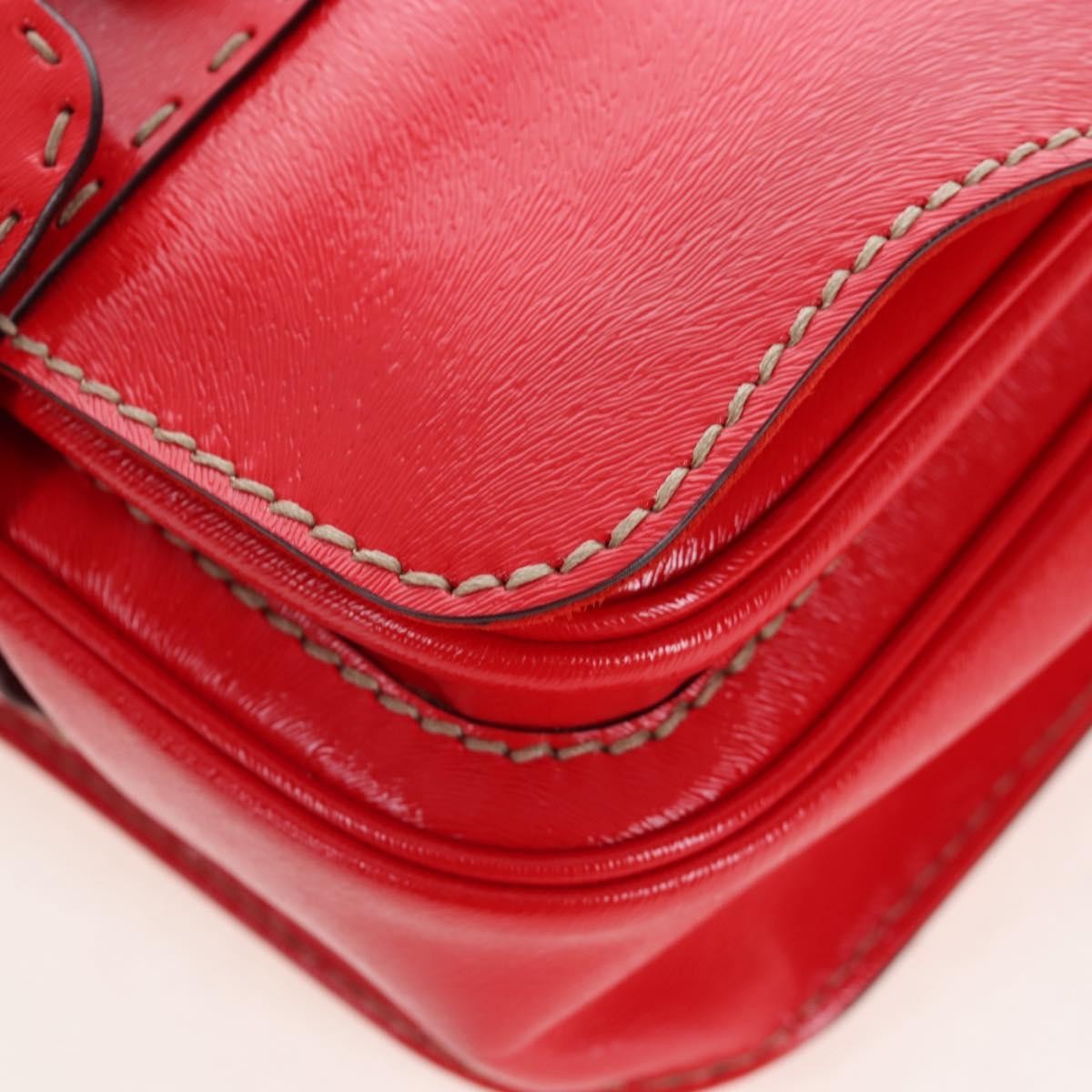 Fendi Secret Code F3 Convertible Satchel Textured Leather Red Leather Handbag (Pre-Owned)