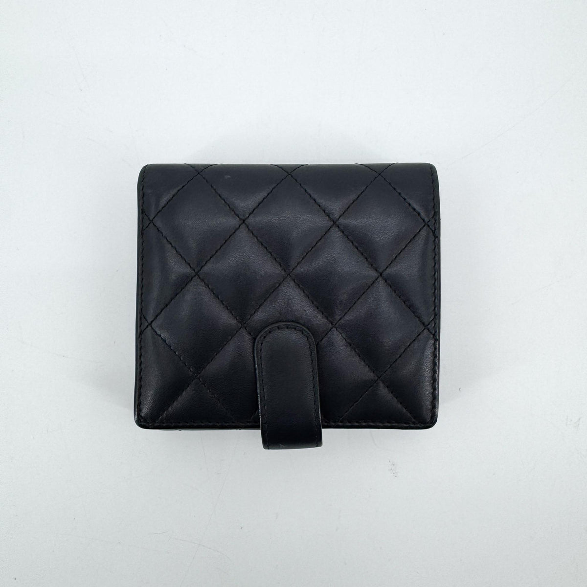 Chanel Cambon Trifold Quilted Lambskin Black Leather Wallets Accessory (Pre-Owned)