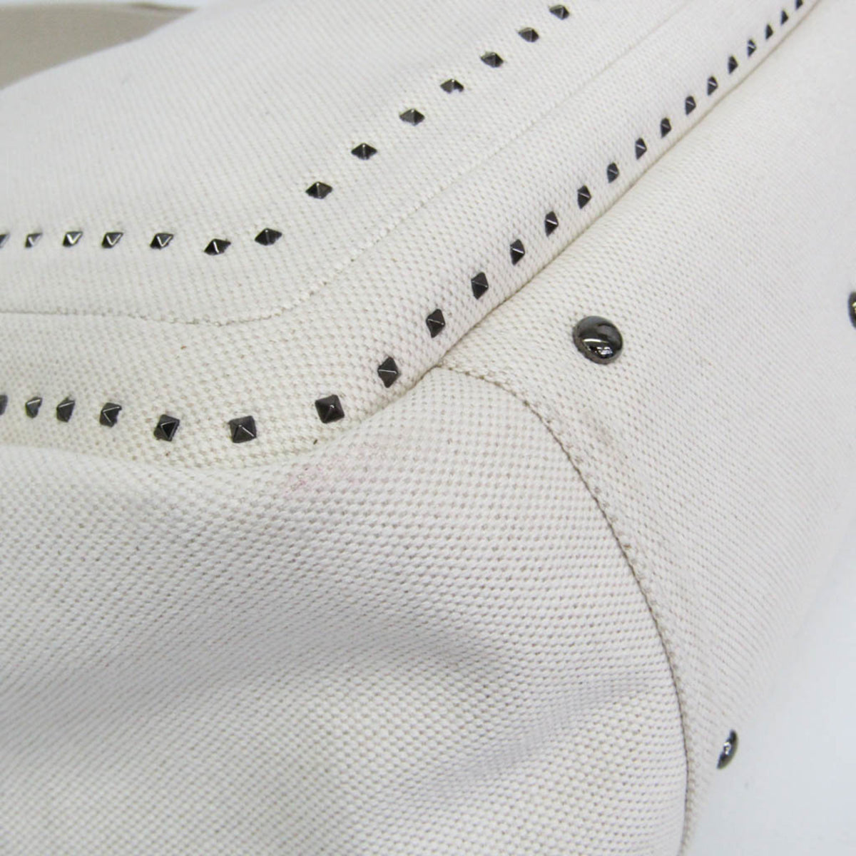 Valentino Garavani Atelier 01 Studded Canvas Red Canvas Tote Bag Bag (Pre-Owned)