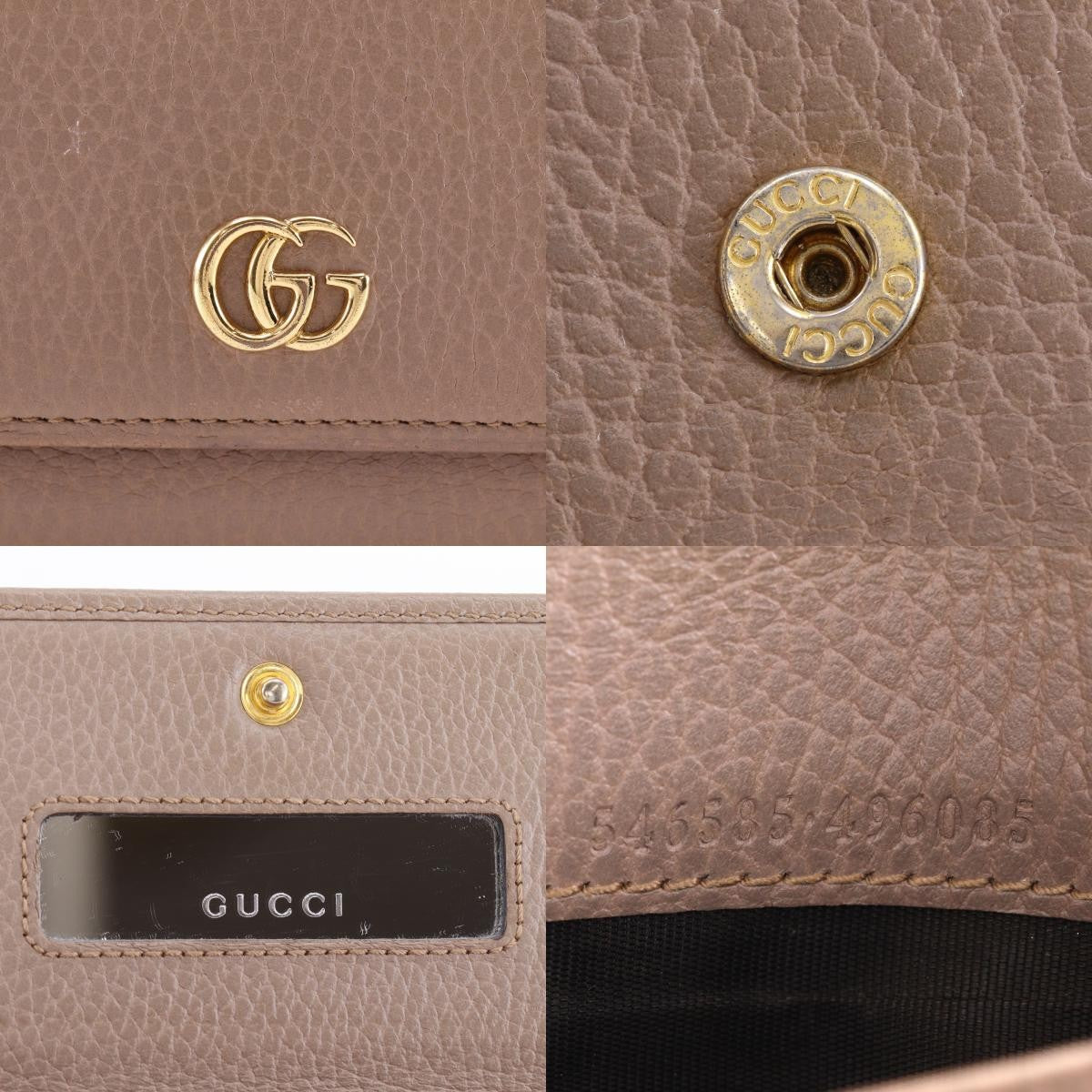 Gucci Gg Marmont Continental Chain Leather Beige Leather Crossbody Bag Bag (Pre-Owned)