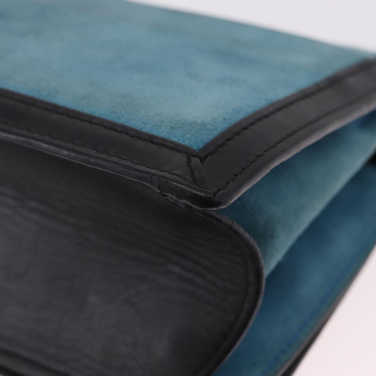 Loewe Barcelona Suede With Leather Blue Suede Shoulder Bag Bag (Pre-Owned)