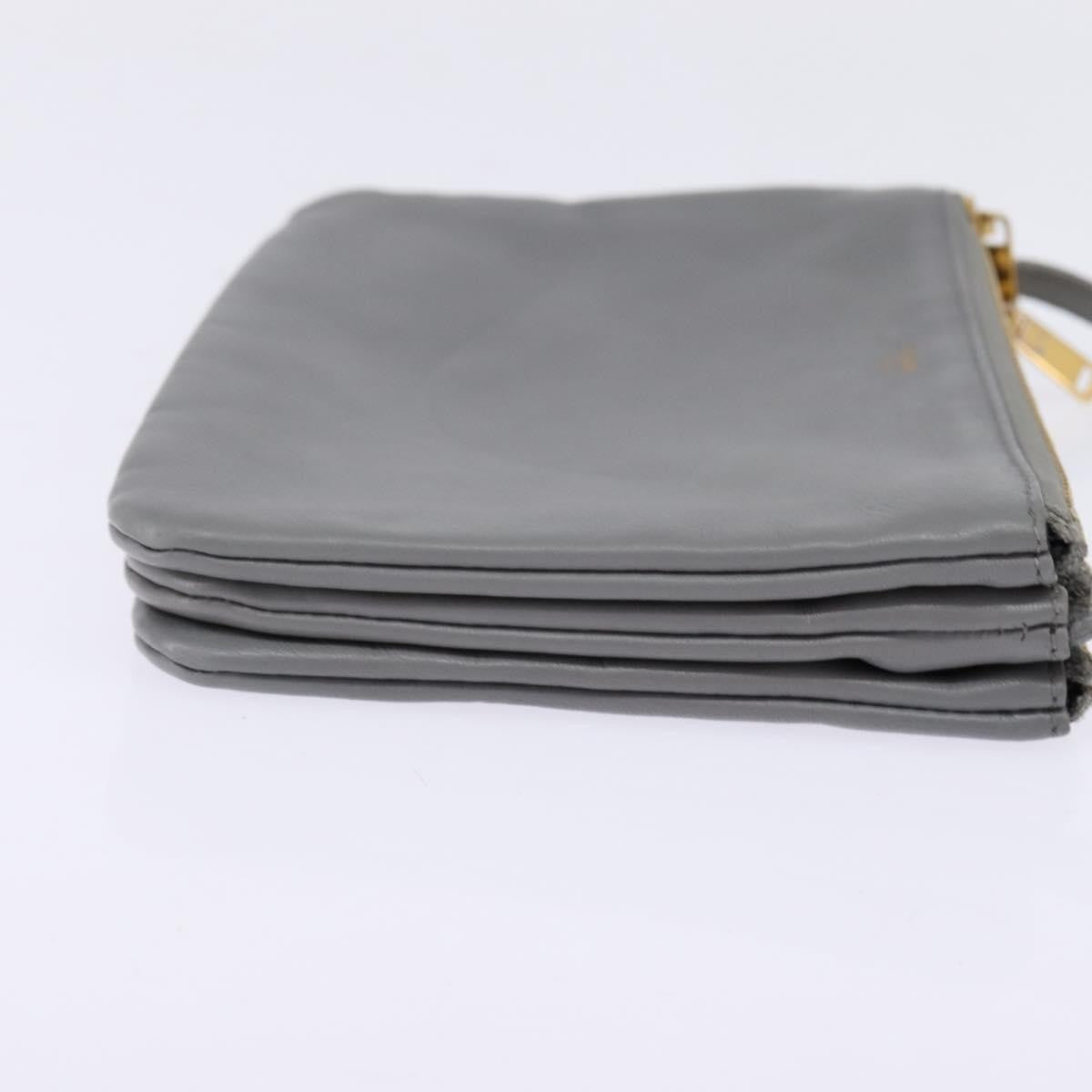 Celine Trio Leather Gray Leather Crossbody Bag Bag (Pre-Owned)
