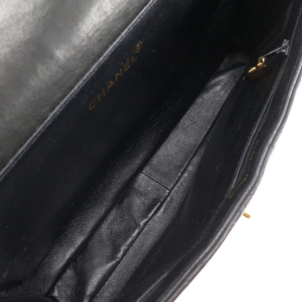Chanel Vintage Double Sided Quilted Lambskin Black Leather Shoulder Bag Bag (Pre-Owned)