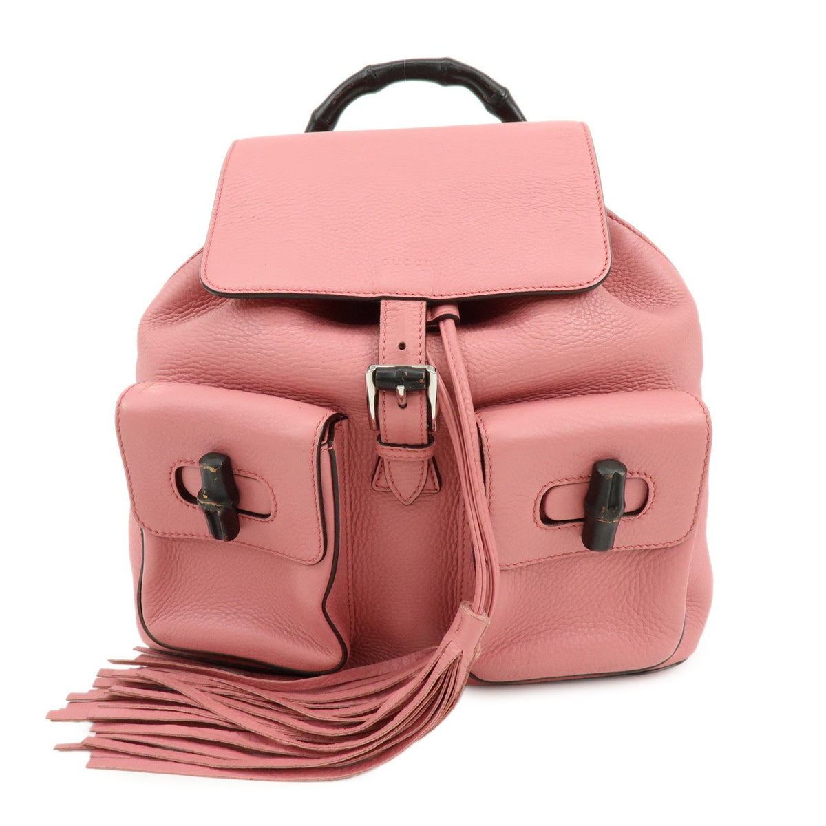 Gucci Bamboo Tassel Leather Pink Leather Backpack Bag (Pre-Owned)