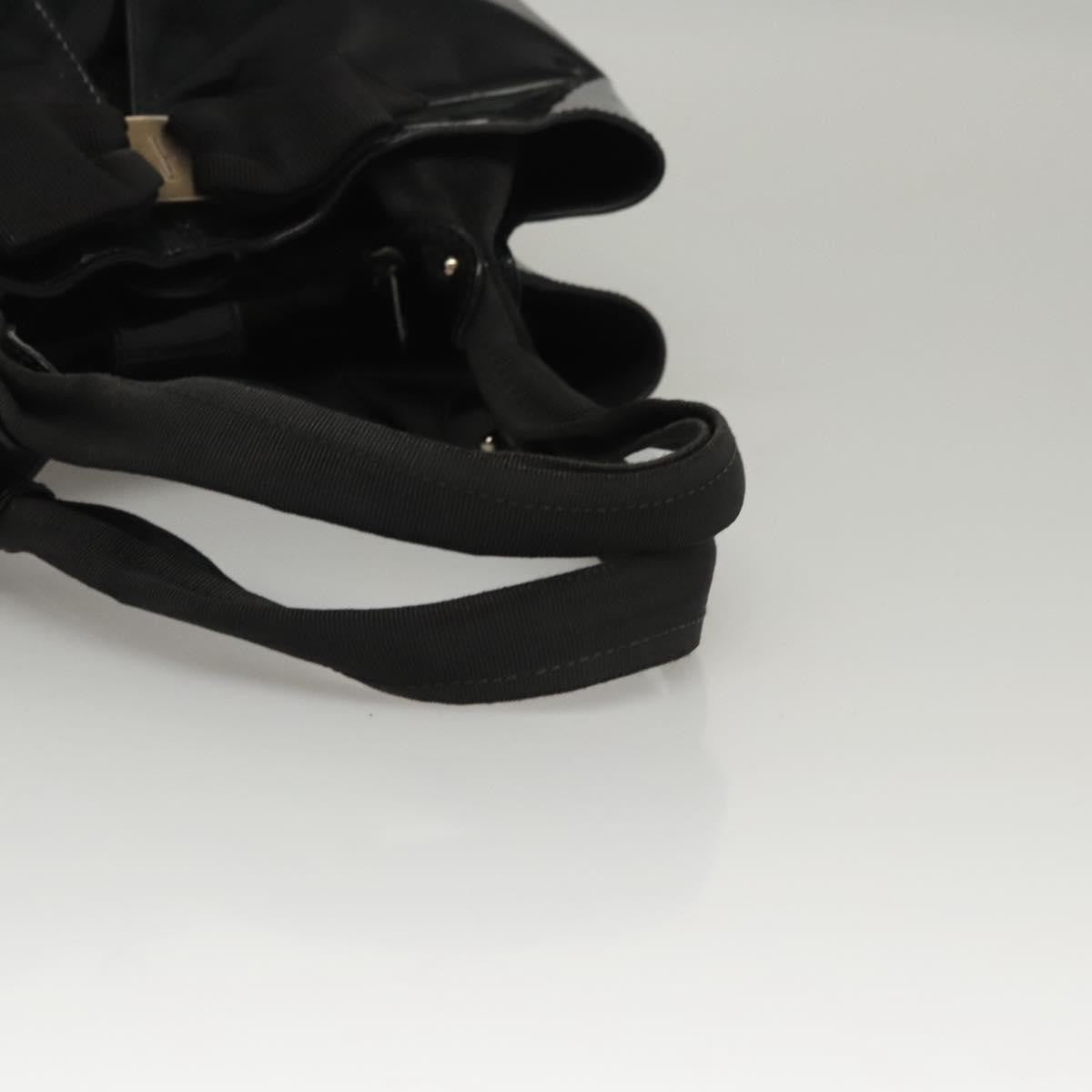 Salvatore Ferragamo Vala Patent Leather Black Patent_Leather Handbag (Pre-Owned)