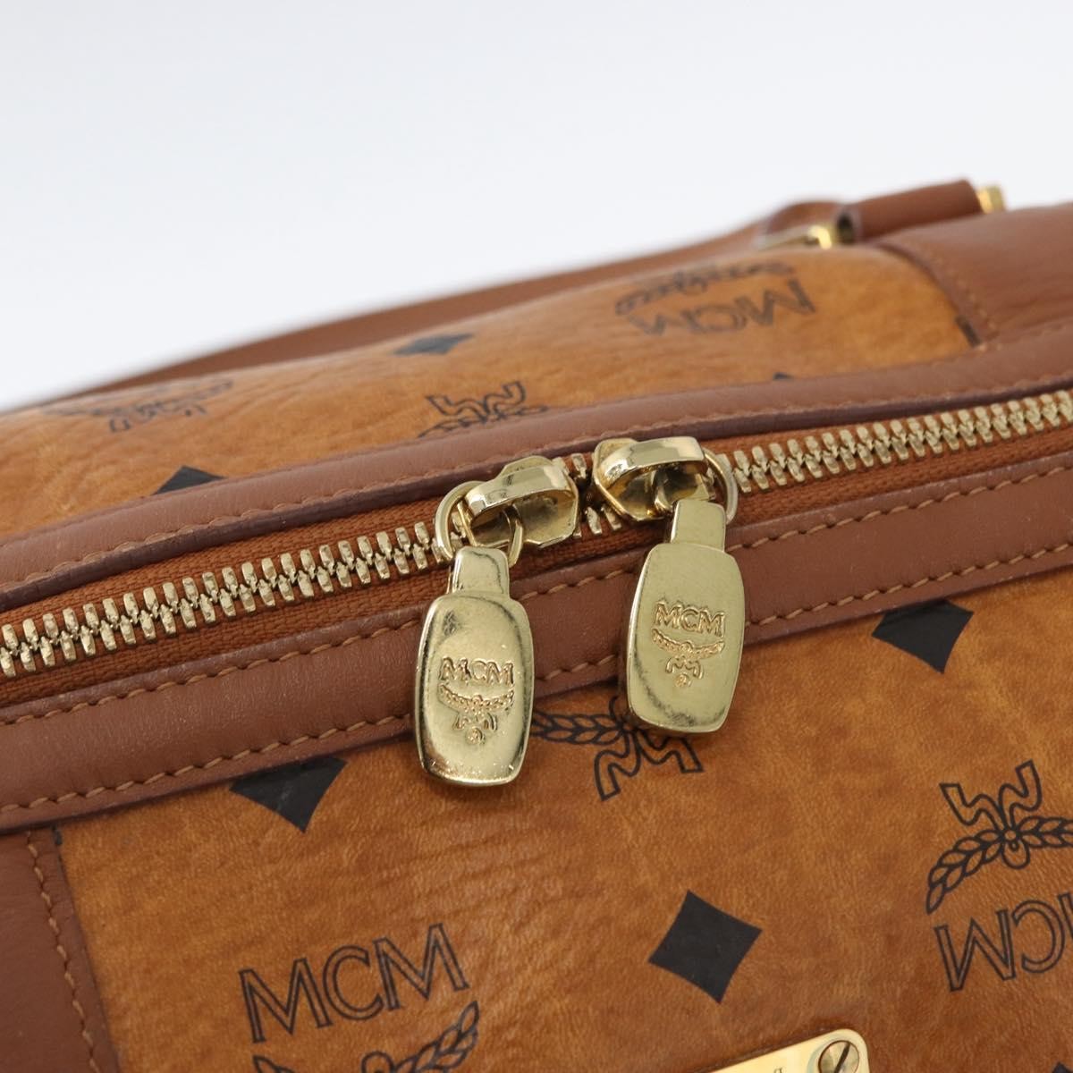 MCM Visetos Logogramme Leather Brown Leather Handbag (Pre-Owned)