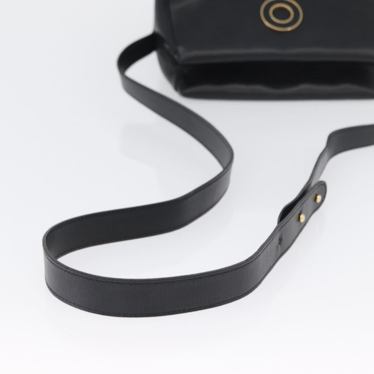 Celine Circle Logo Leather Black Leather Shoulder Bag Bag (Pre-Owned)