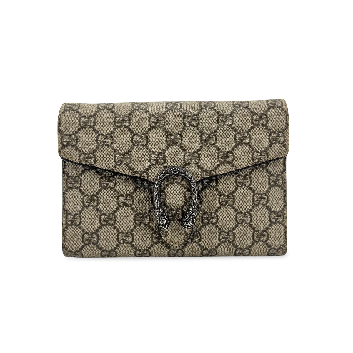 Gucci Dionysus Wristlet Clutch Gg Coated Canvas With Leather Brown Canvas Clutche & Pouche Bag (Pre-Owned)