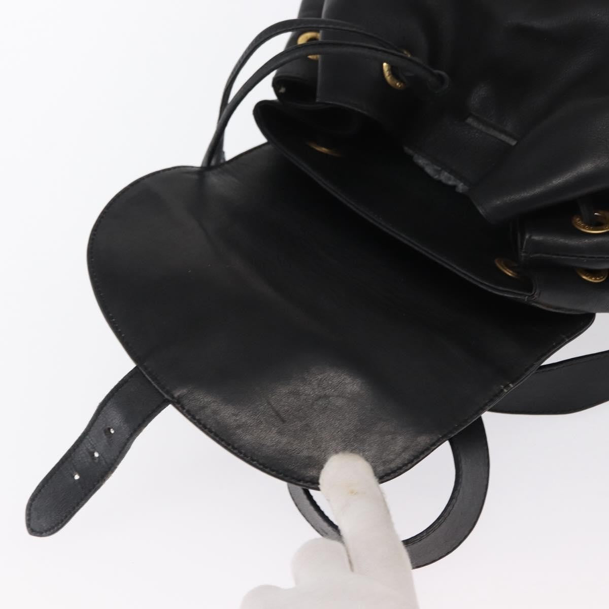 Gucci Vintage Bamboo Leather Black Leather Backpack Bag (Pre-Owned)
