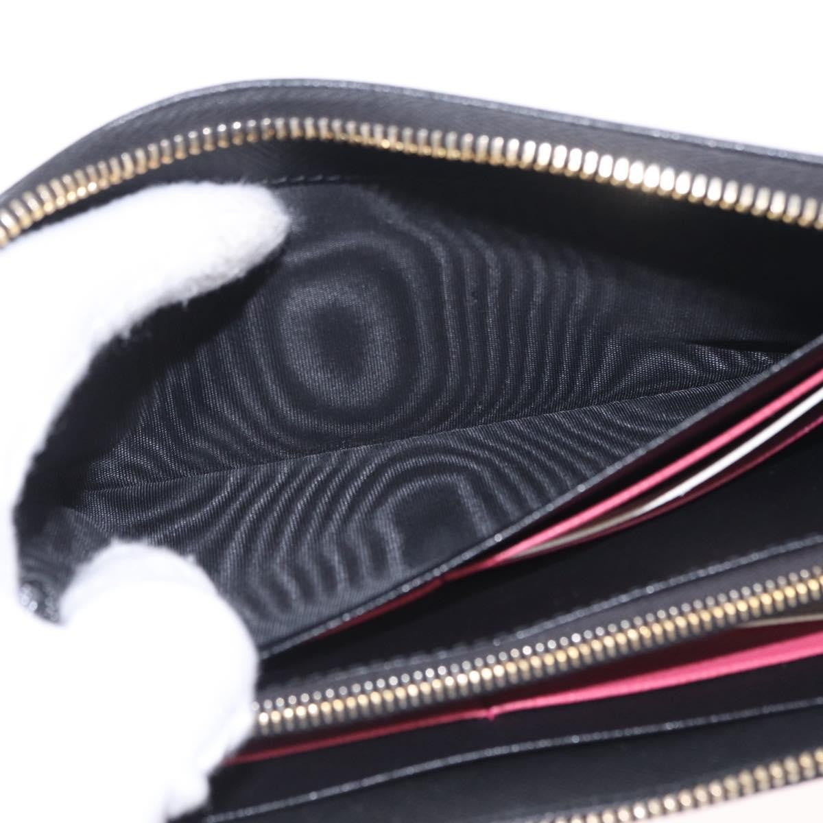 Prada Zip Around Tab Saffiano Leather Black Leather Wallets Accessory (Pre-Owned)