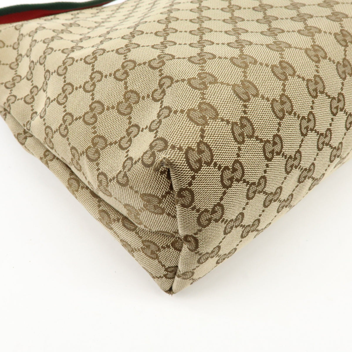 Gucci Web Strap Zip Messenger Gg Canvas Beige Canvas Handbag (Pre-Owned)