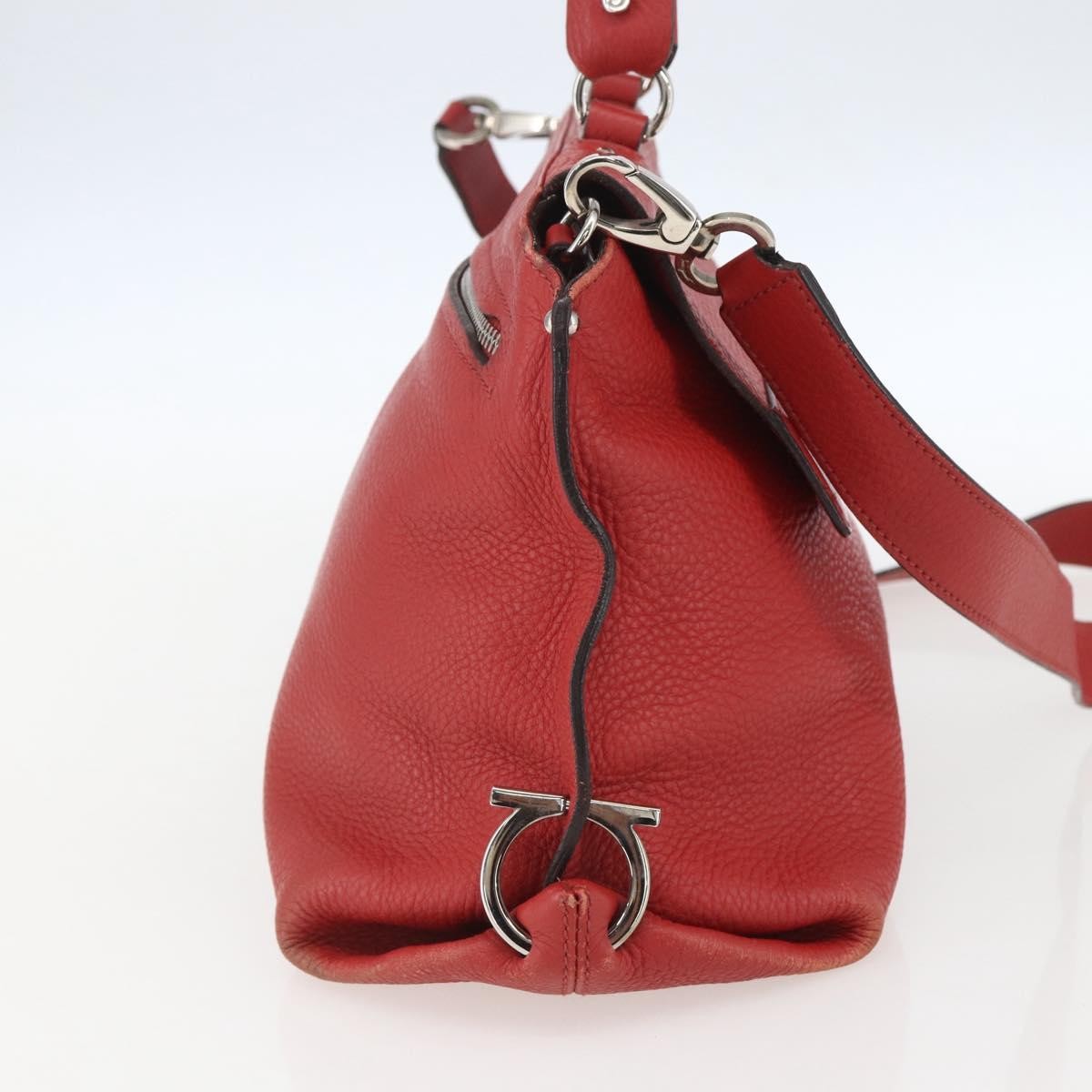 Salvatore Ferragamo Sofia Satchel Grainy Leather Red Leather Handbag (Pre-Owned)
