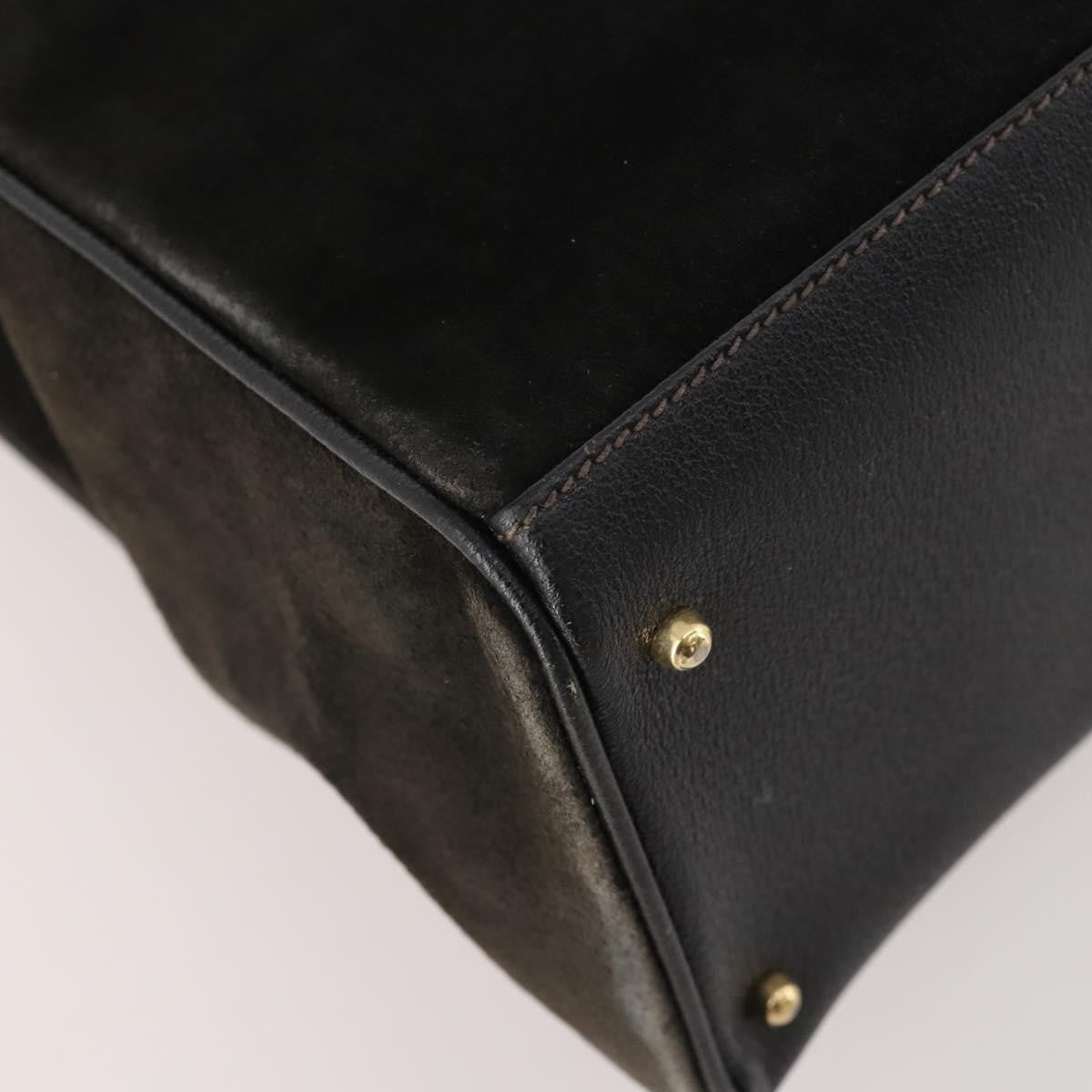 Gucci Vintage Diana Bamboo Top Handle Leather Black Suede Tote Bag Bag (Pre-Owned)