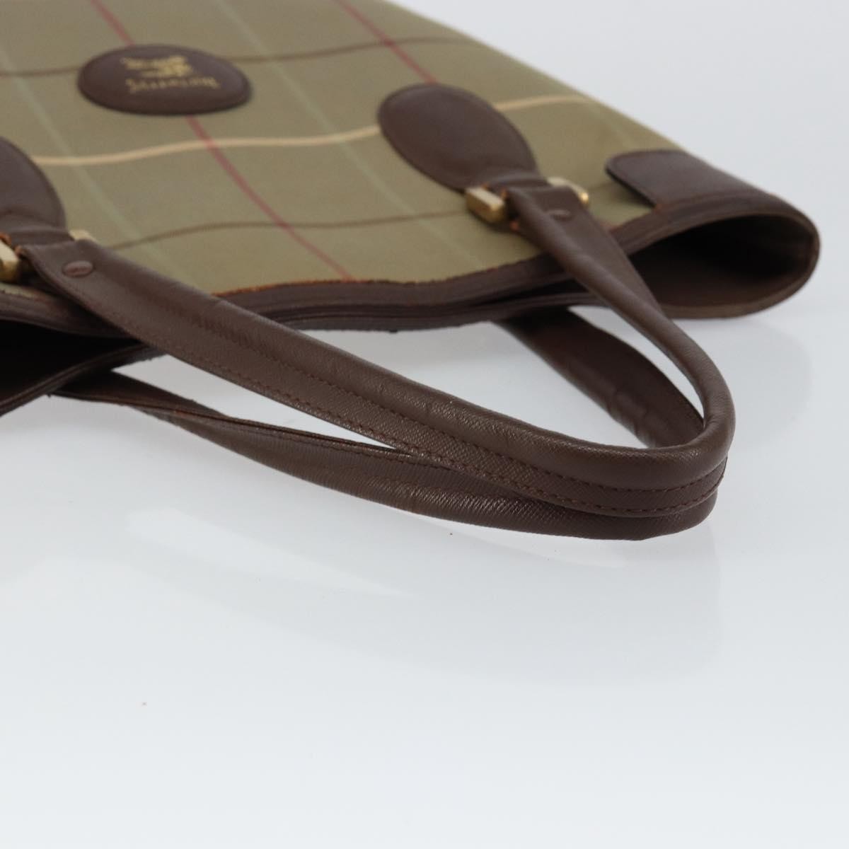 Burberry Nova Check Tote Canvas Check Pattern Beige Canvas Tote Bag Bag (Pre-Owned)
