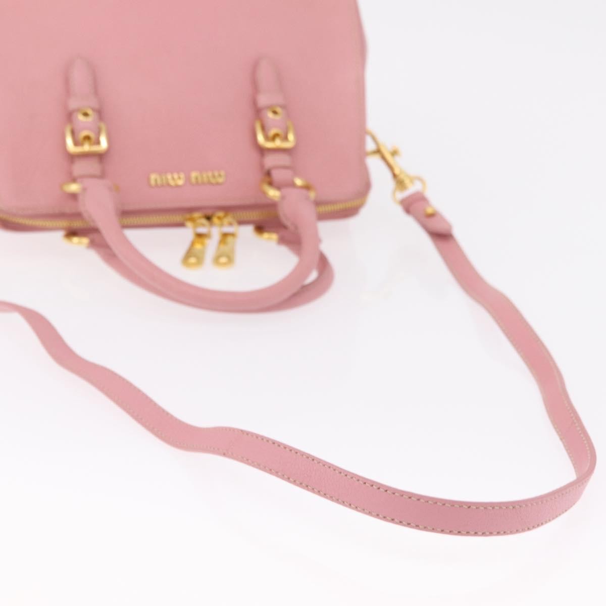 Miu Miu Madras Bowler Leather Pink Leather Handbag (Pre-Owned)