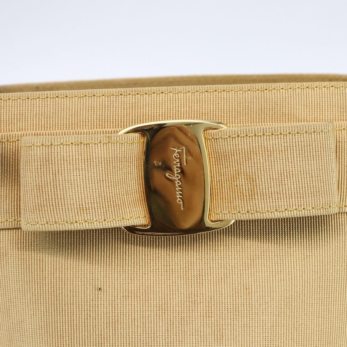 Salvatore Ferragamo Vala Canvas Yellow Canvas Handbag (Pre-Owned)