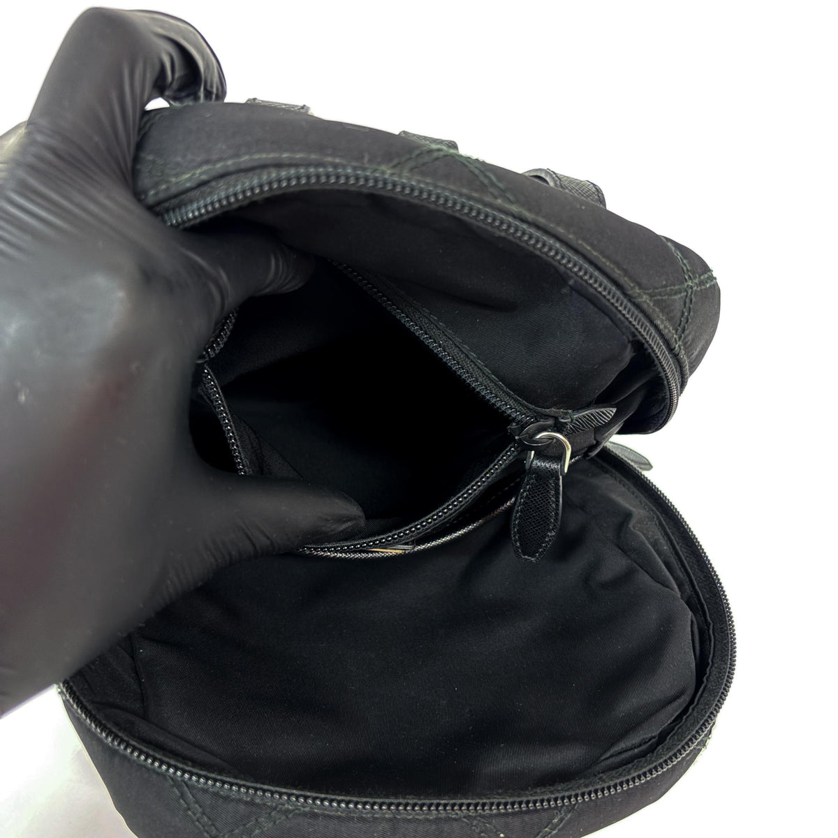 Prada Zip Sling Re-Nylon Black Nylon Backpack Bag (Pre-Owned)