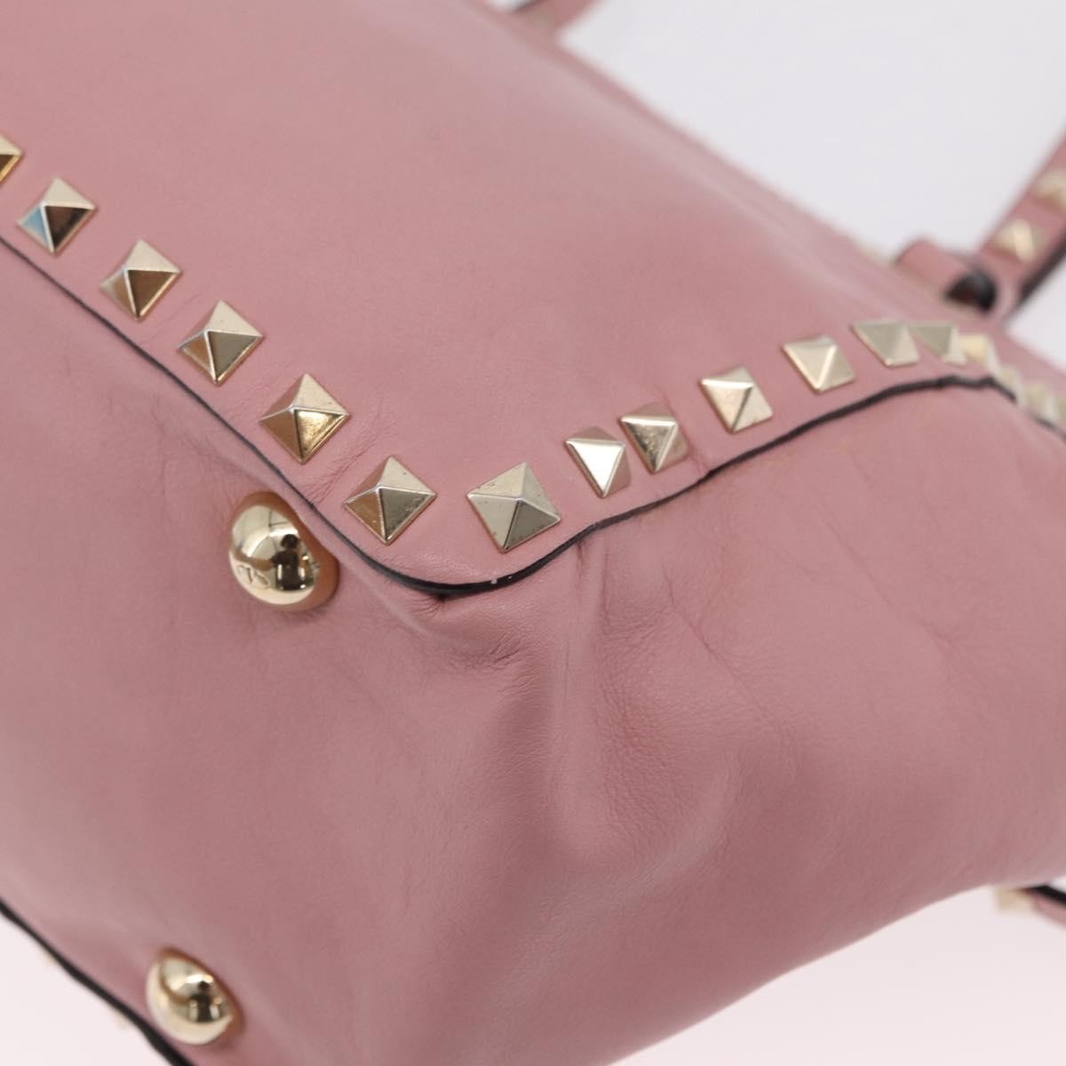 Valentino Garavani Rockstud Soft Leather Pink Leather Tote Bag Bag (Pre-Owned)
