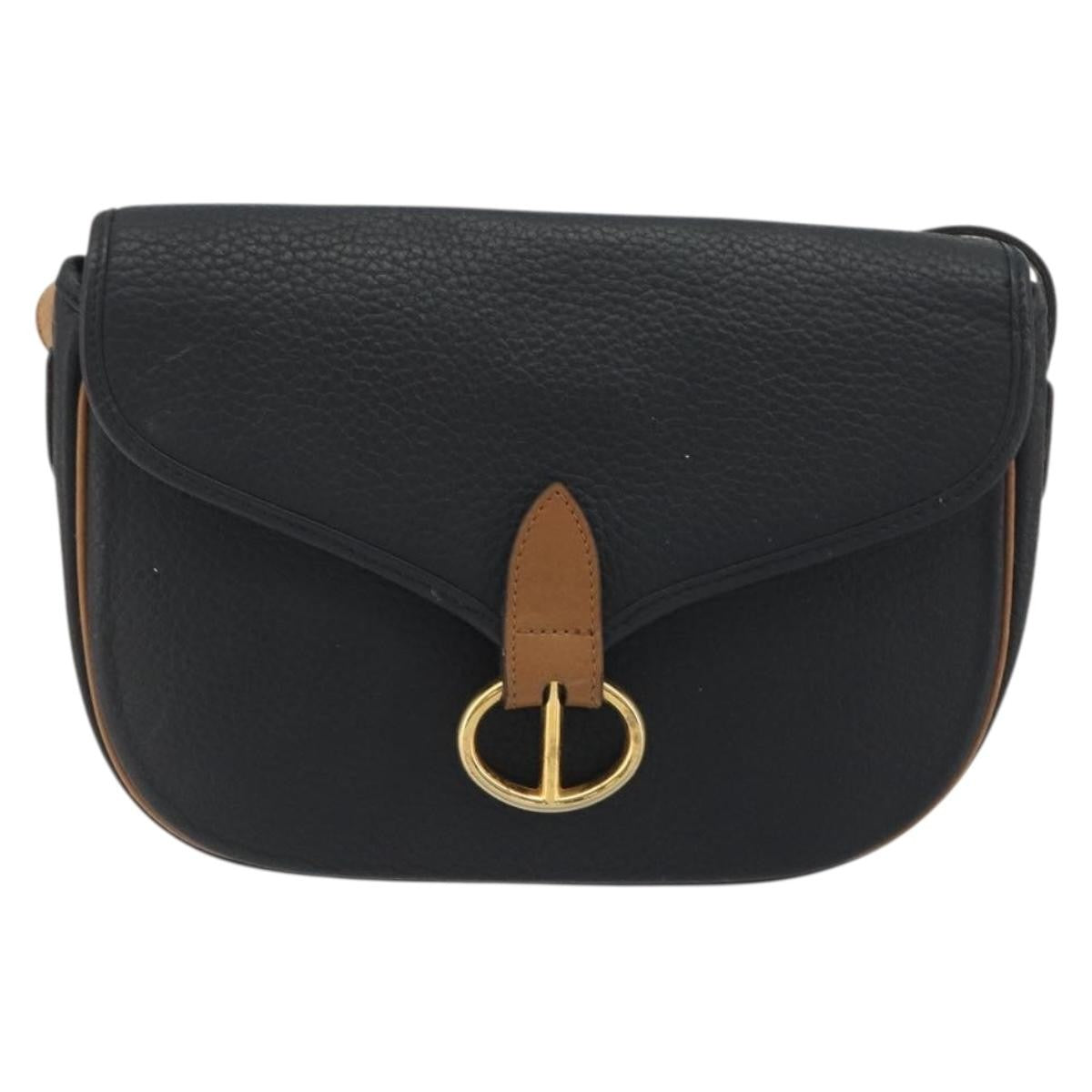Christian Dior Vintage Cd Flap Leather Black Leather Shoulder Bag Bag (Pre-Owned)