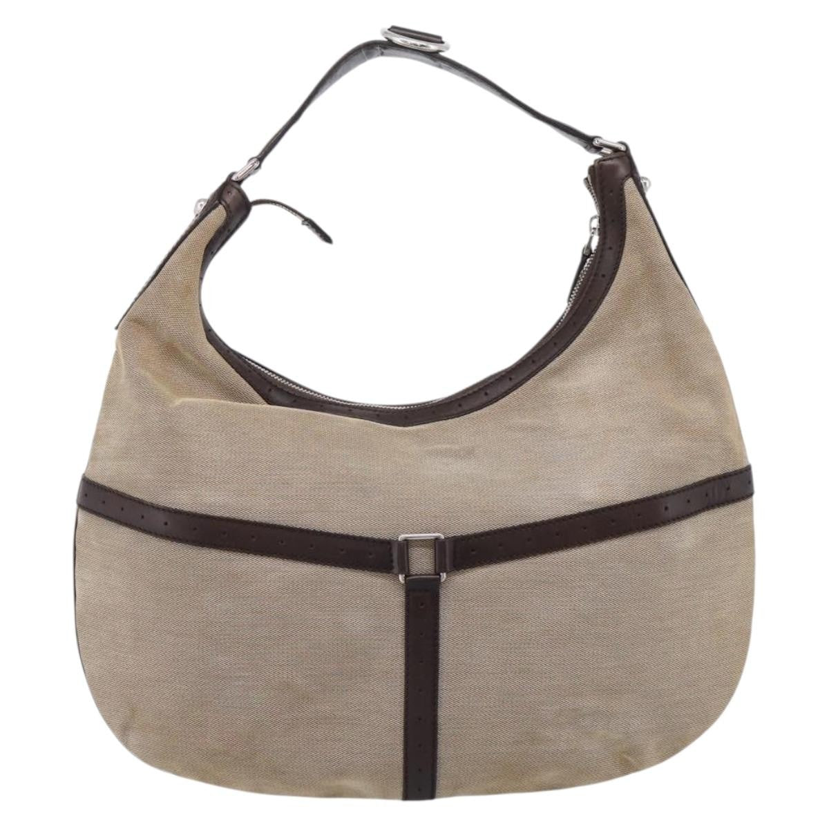 Gucci Reins Web Hobo Canvas Beige Canvas Shoulder Bag Bag (Pre-Owned)