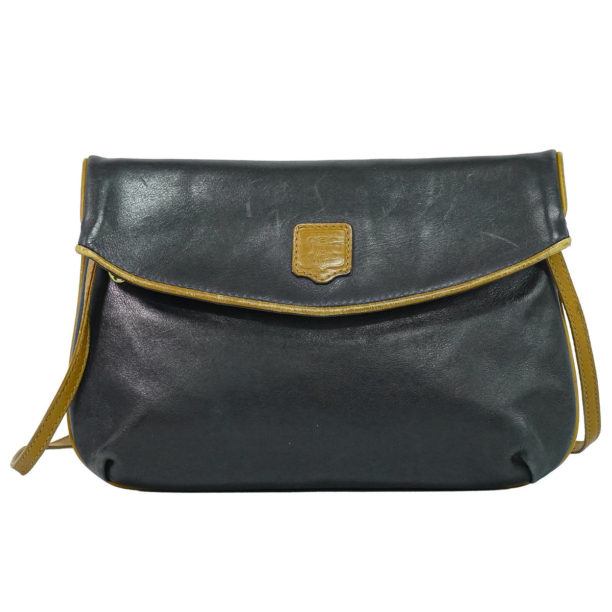 Celine Flap Shoulder Leather Black Leather Shoulder Bag Bag (Pre-Owned)