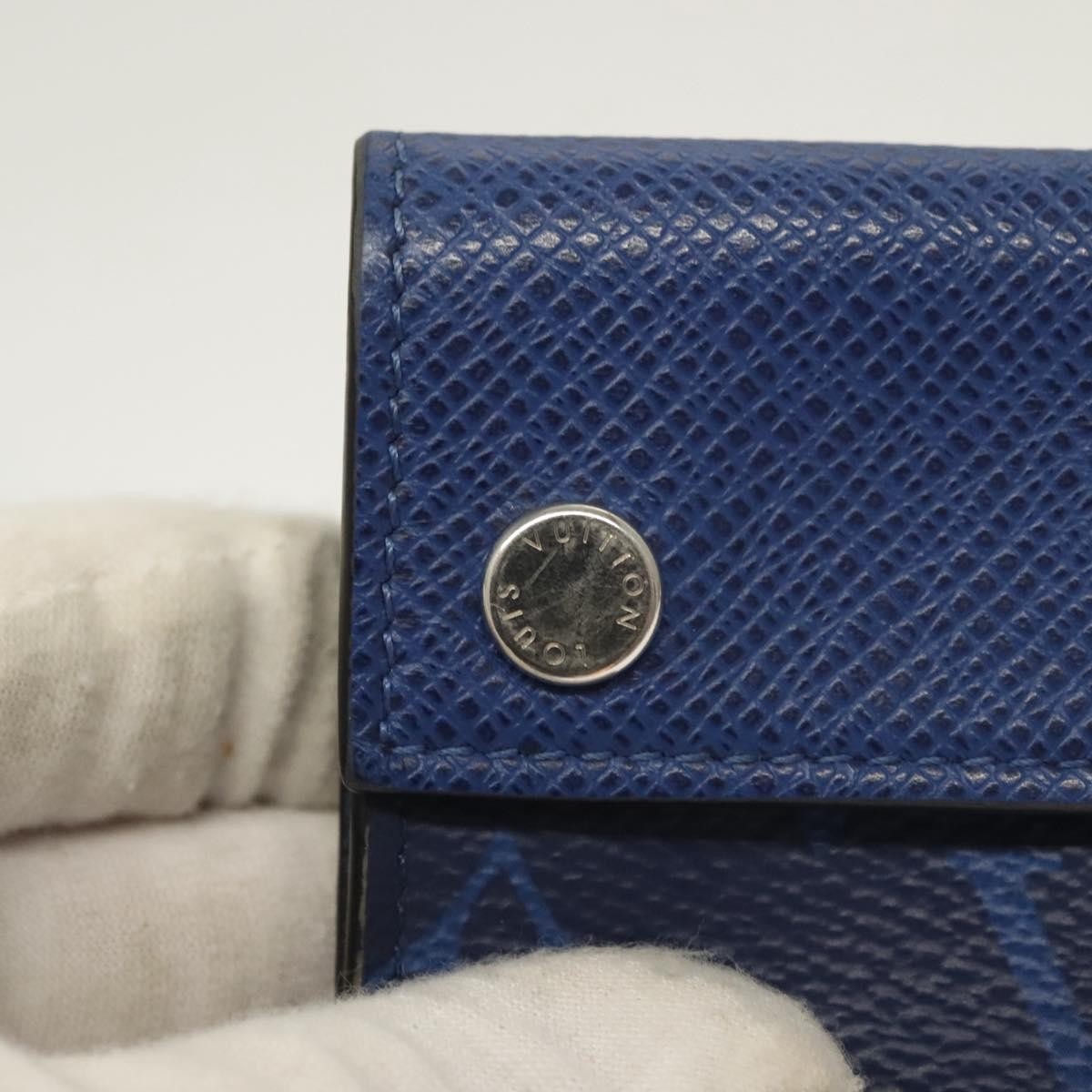 Louis Vuitton Discovery Monogram Taigarama Blue Leather Wallets Accessory (Pre-Owned)