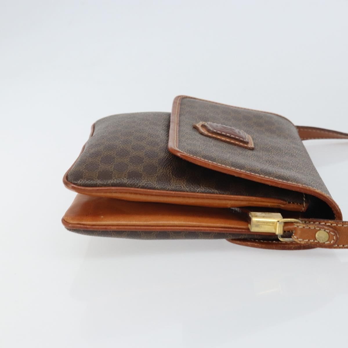 Celine Vintage Macadam Canvas And Leather Brown Canvas Shoulder Bag Bag (Pre-Owned)