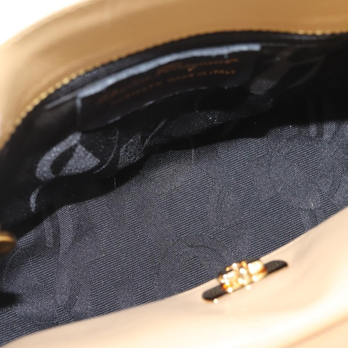 Salvatore Ferragamo Gancini Tote Canvas Beige Canvas Tote Bag Bag (Pre-Owned)