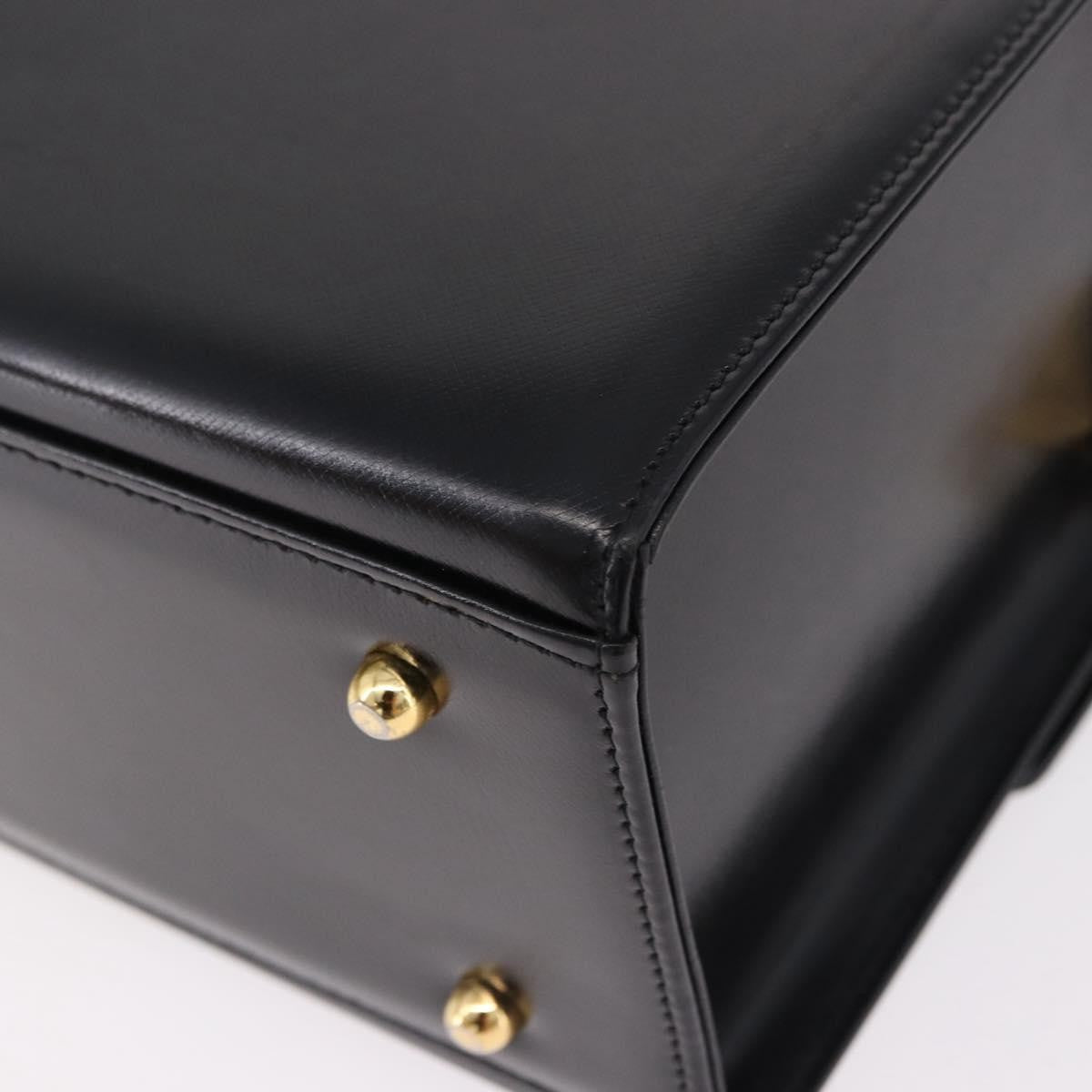 Versace Vintage Leather Black Leather Handbag (Pre-Owned)