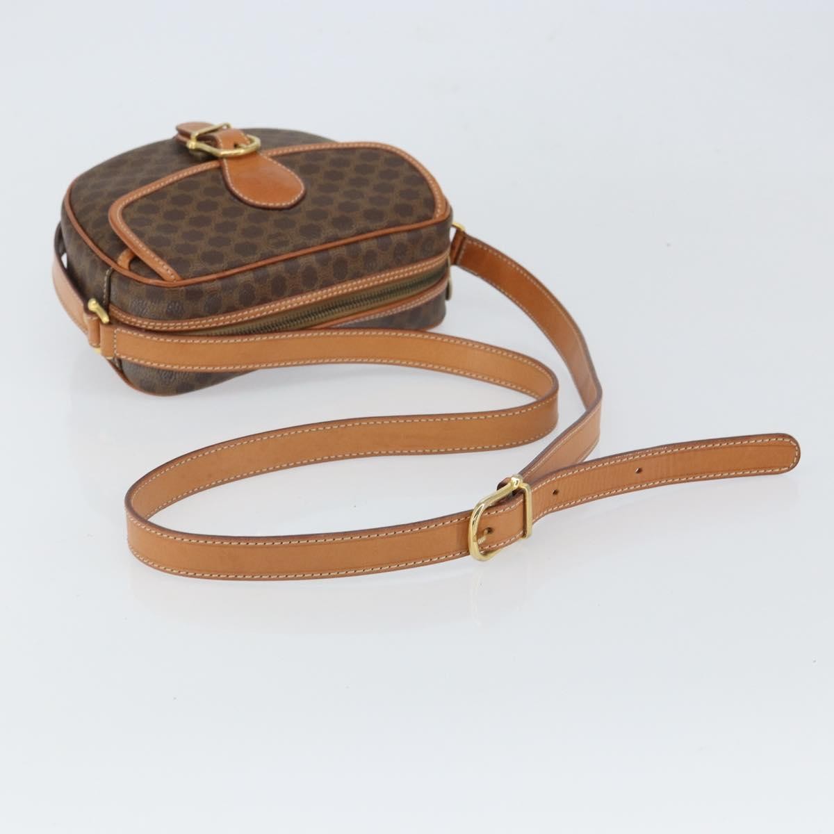 Celine Vintage Macadam Canvas And Leather Brown Canvas Shoulder Bag Bag (Pre-Owned)