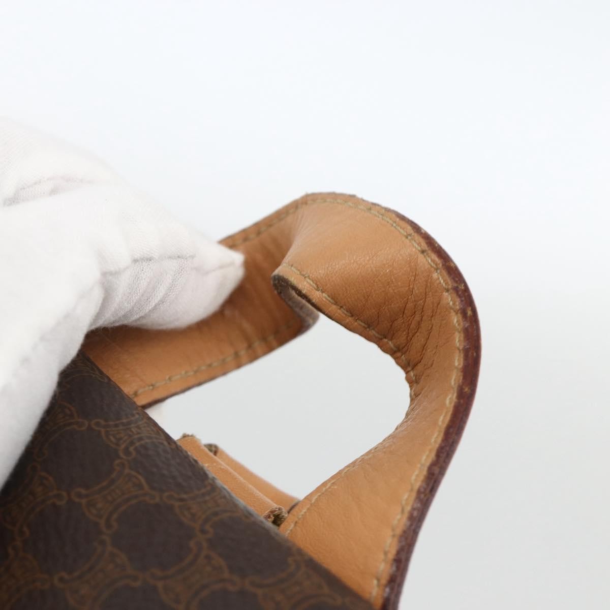 Celine Vintage Drawstring Flap Macadam Coated Canvas Brown Canvas Backpack Bag (Pre-Owned)