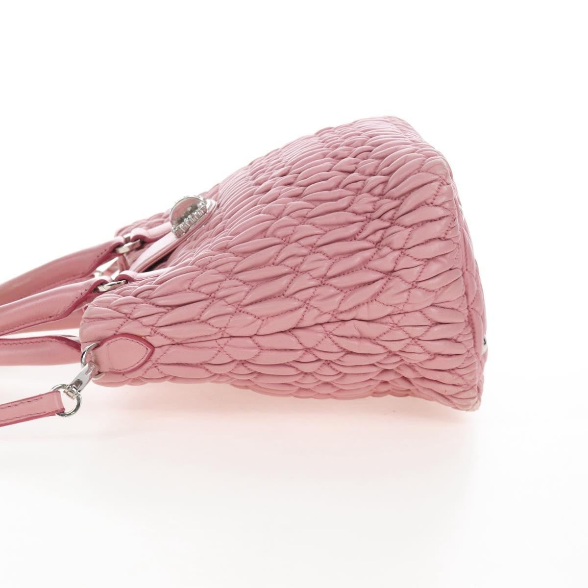 Miu Miu Crystal Convertible Top Handle Matelasse Leather Pink Leather Handbag (Pre-Owned)