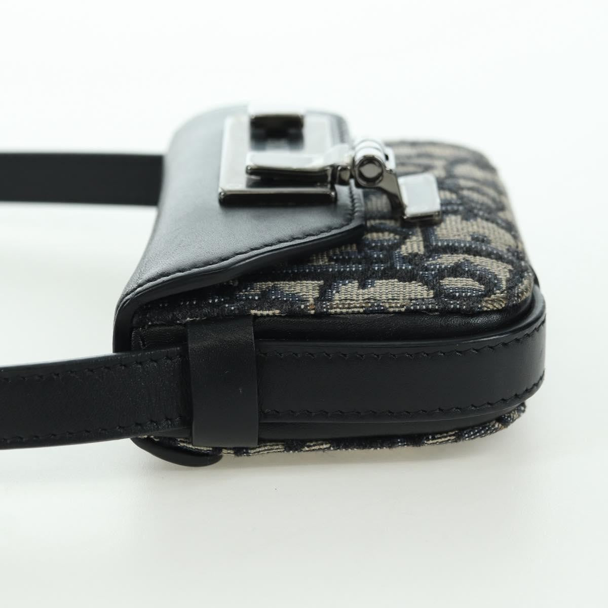 Christian Dior Clasp Lock Messenger Oblique Canvas And Leather Navy Canvas Clutche & Pouche Bag (Pre-Owned)