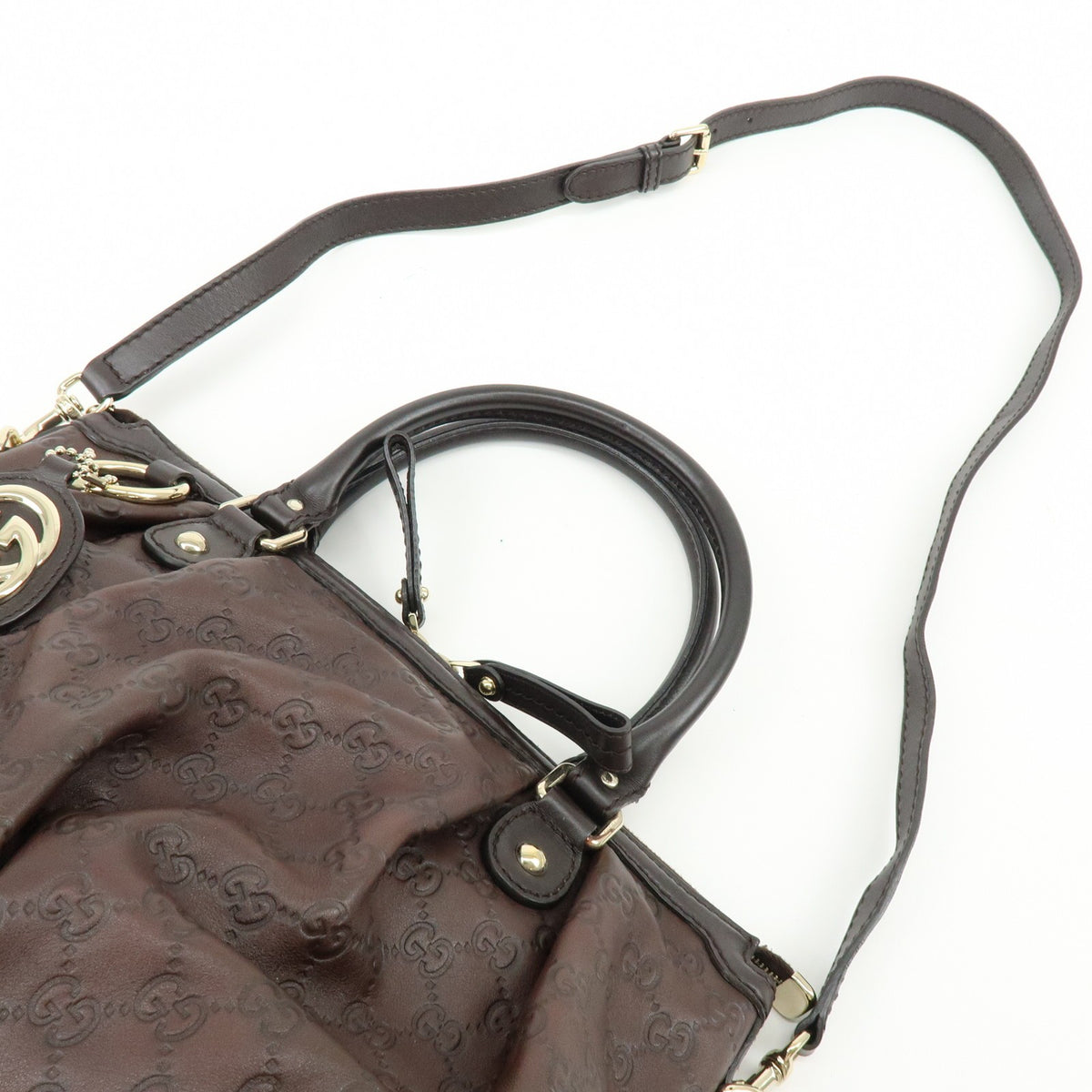 Gucci Sukey Top Handle Satchel Guccissima Leather Brown Leather Handbag (Pre-Owned)