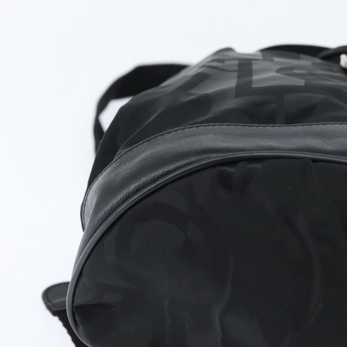 Salvatore Ferragamo Flap Buckle Printed Neoprene Black Nylon Backpack Bag (Pre-Owned)