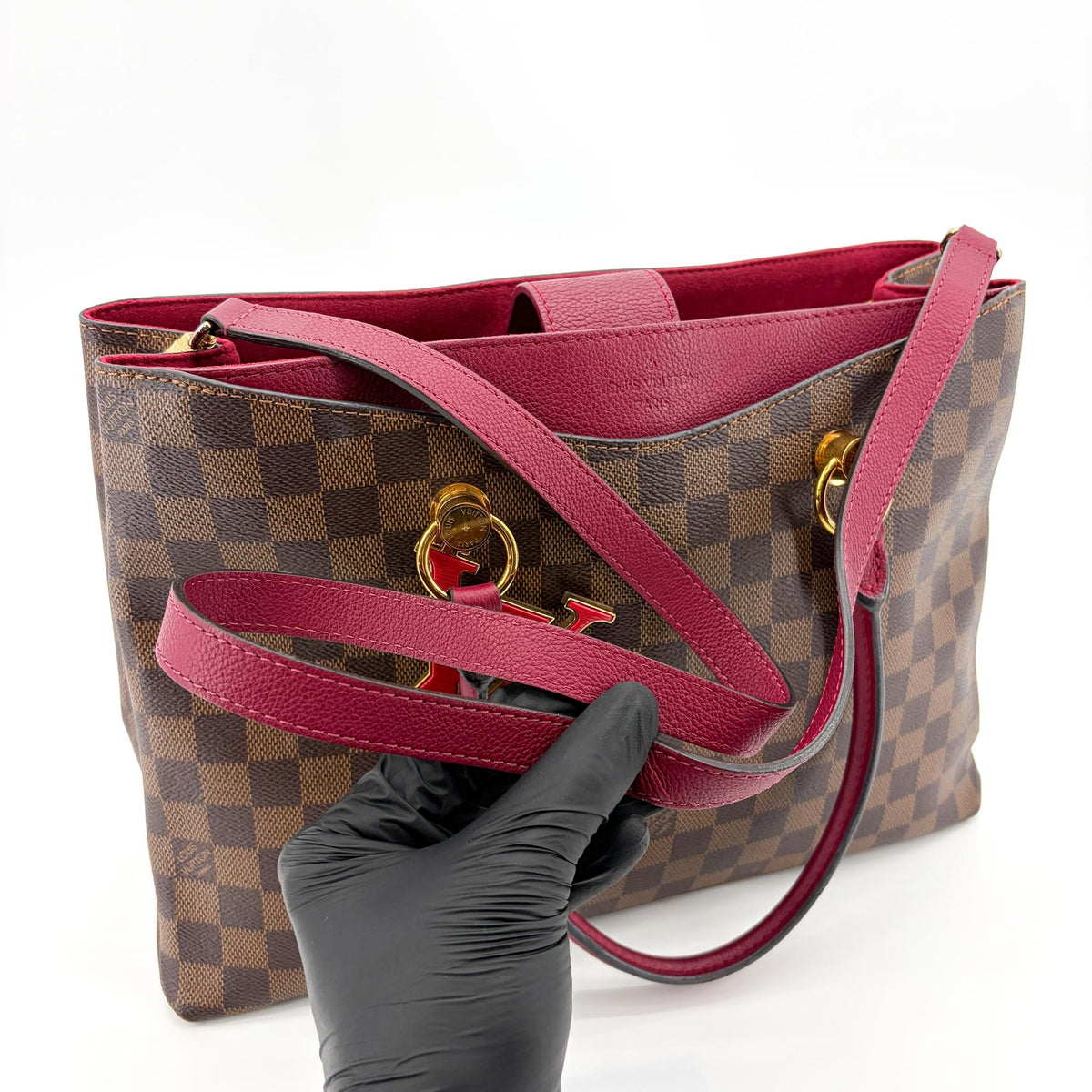 Louis Vuitton Lv Riverside Damier With Leather Brown Canvas Handbag (Pre-Owned)
