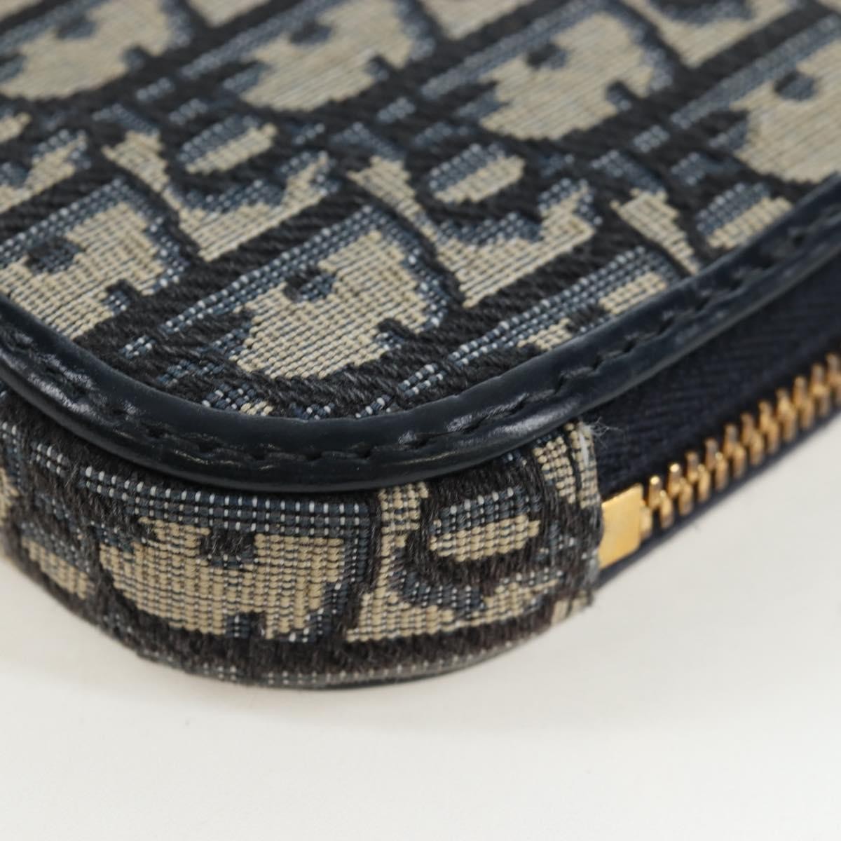 Christian Dior 30 Montaigne Phone Holder On Chain Oblique Canvas Navy Canvas Crossbody Bag Bag (Pre-Owned)