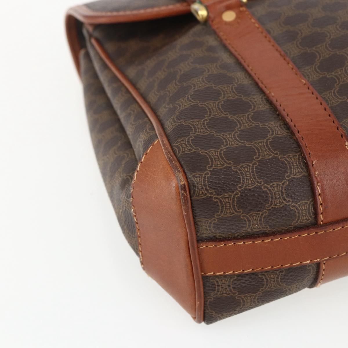 Celine Vintage Macadam Canvas And Leather Brown Canvas Handbag (Pre-Owned)