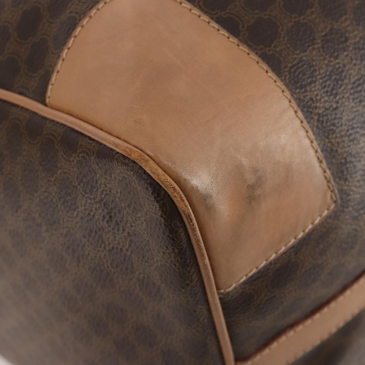 Celine Vintage Duffle Canvas And Leather Brown Canvas Travel Bag Bag (Pre-Owned)