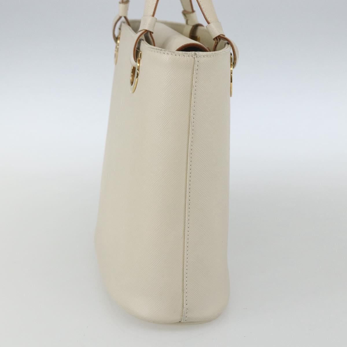 Salvatore Ferragamo Gancini Leather White Leather Handbag (Pre-Owned)