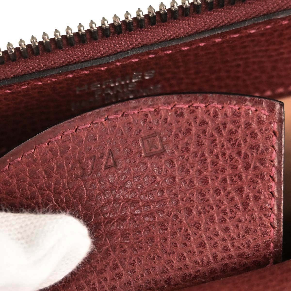 Hermes Paris-Bombay Vache Liegee Burgundy Leather Handbag (Pre-Owned)
