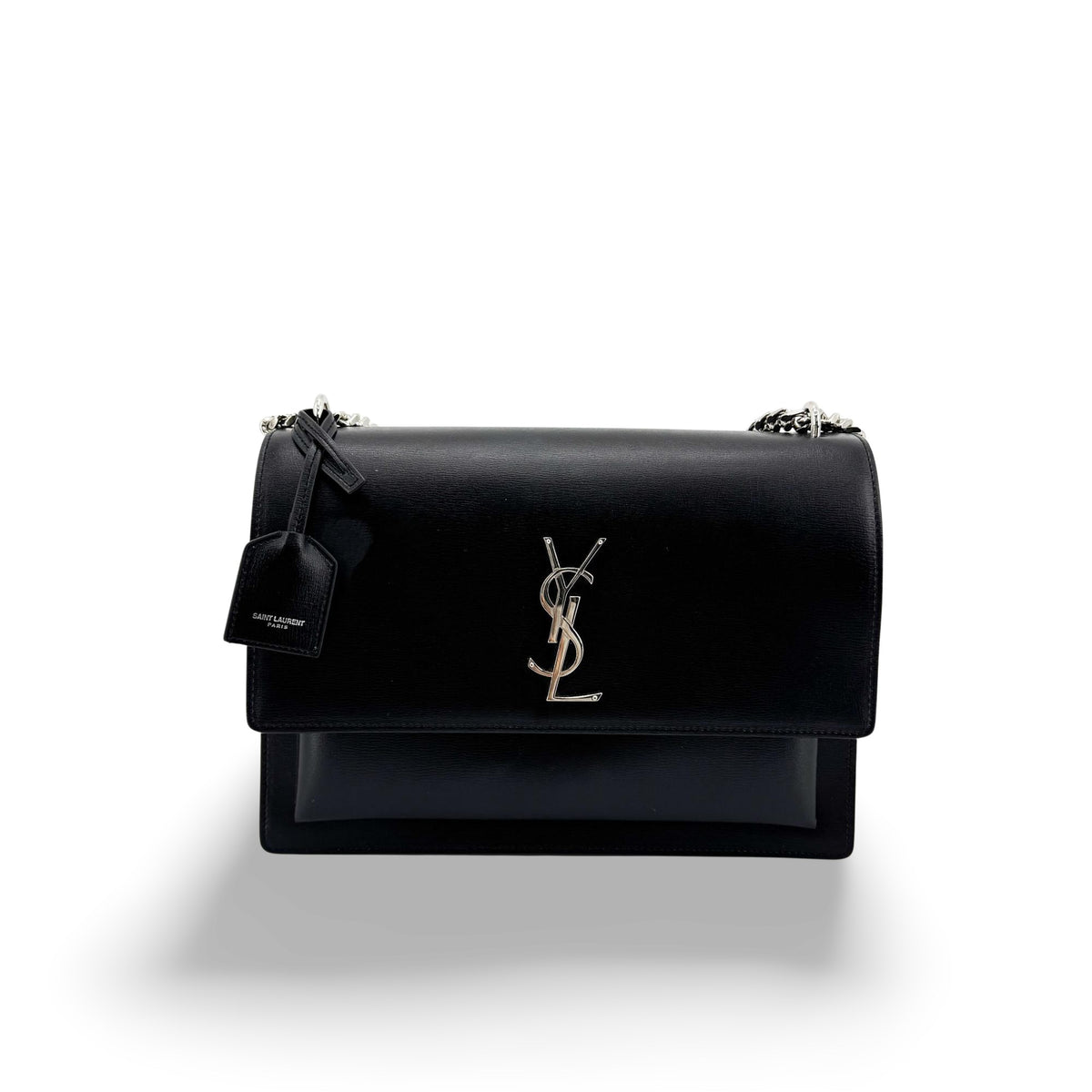 Saint Laurent Sunset Leather Black Calfskin Crossbody Bag Bag (Pre-Owned)