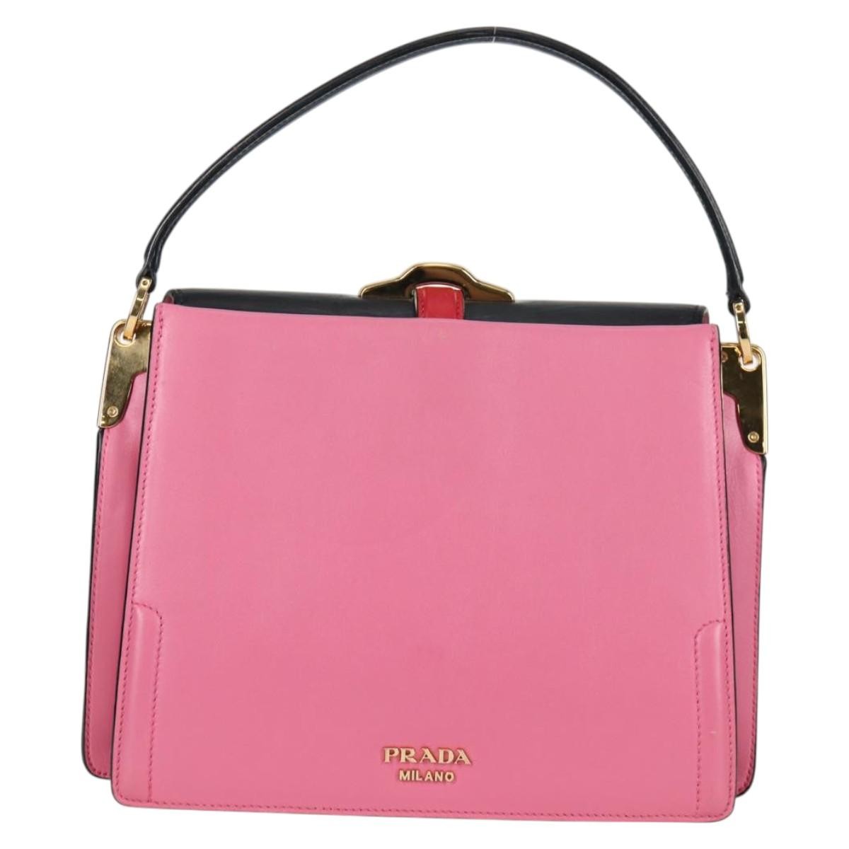 Prada Belle Top Handle City Calf Pink Leather Bag (Pre-Owned)