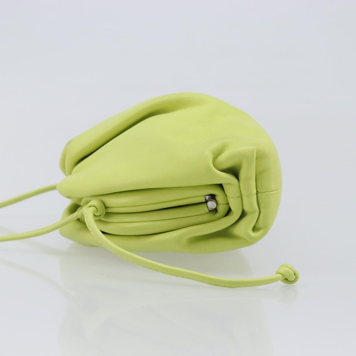 Bottega Veneta The Pouch Coin Purse Leather Green Leather Clutche & Pouche Bag (Pre-Owned)