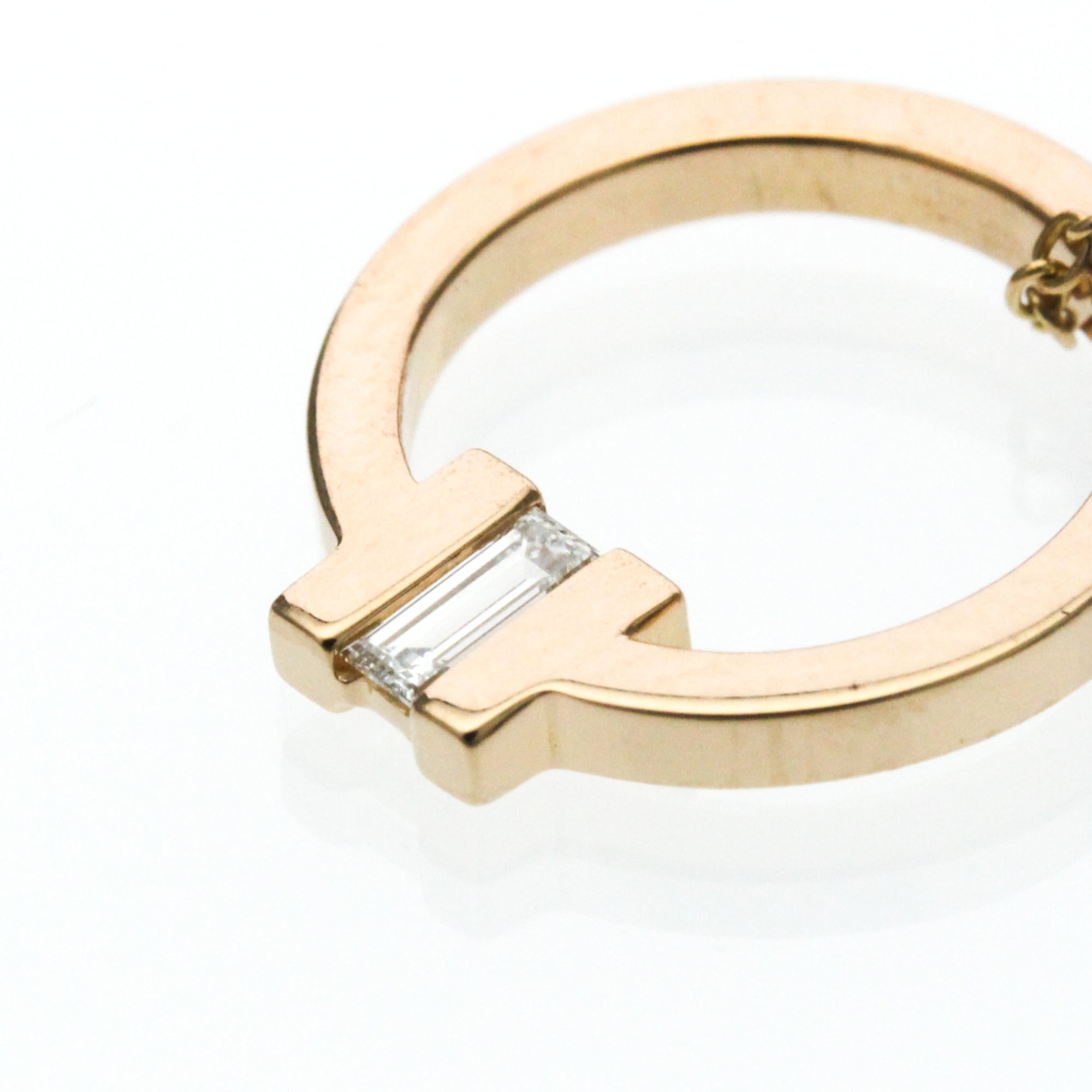 Tiffany & Co. T Circle Pendant 18K Rose Gold With Diamond Gold Pink_Gold Necklace Jewelry (Pre-Owned)