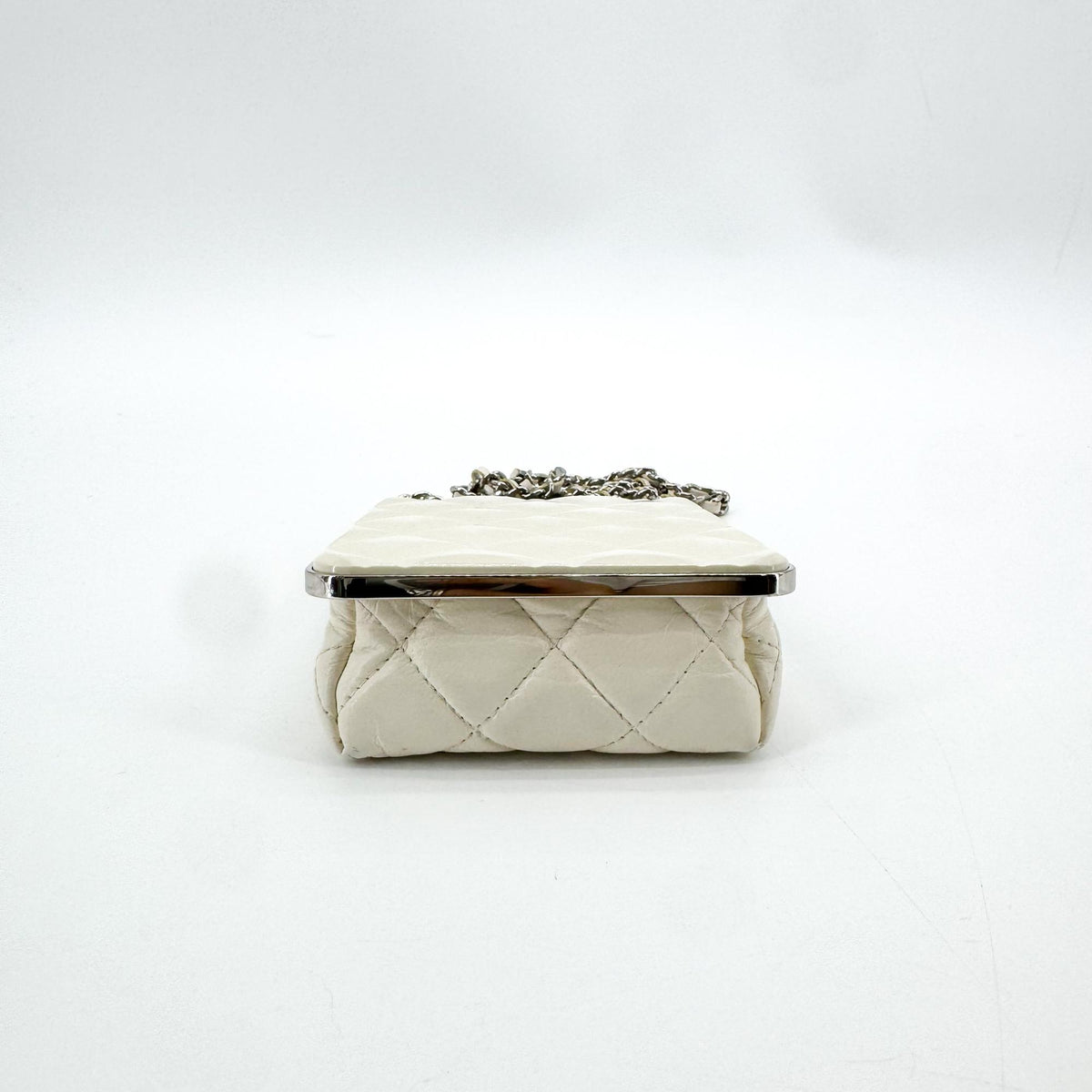 Chanel Cc Frame Clutch With Chain Quilted Lambskin And Plexiglass Beige Leather Clutche & Pouche Bag (Pre-Owned)