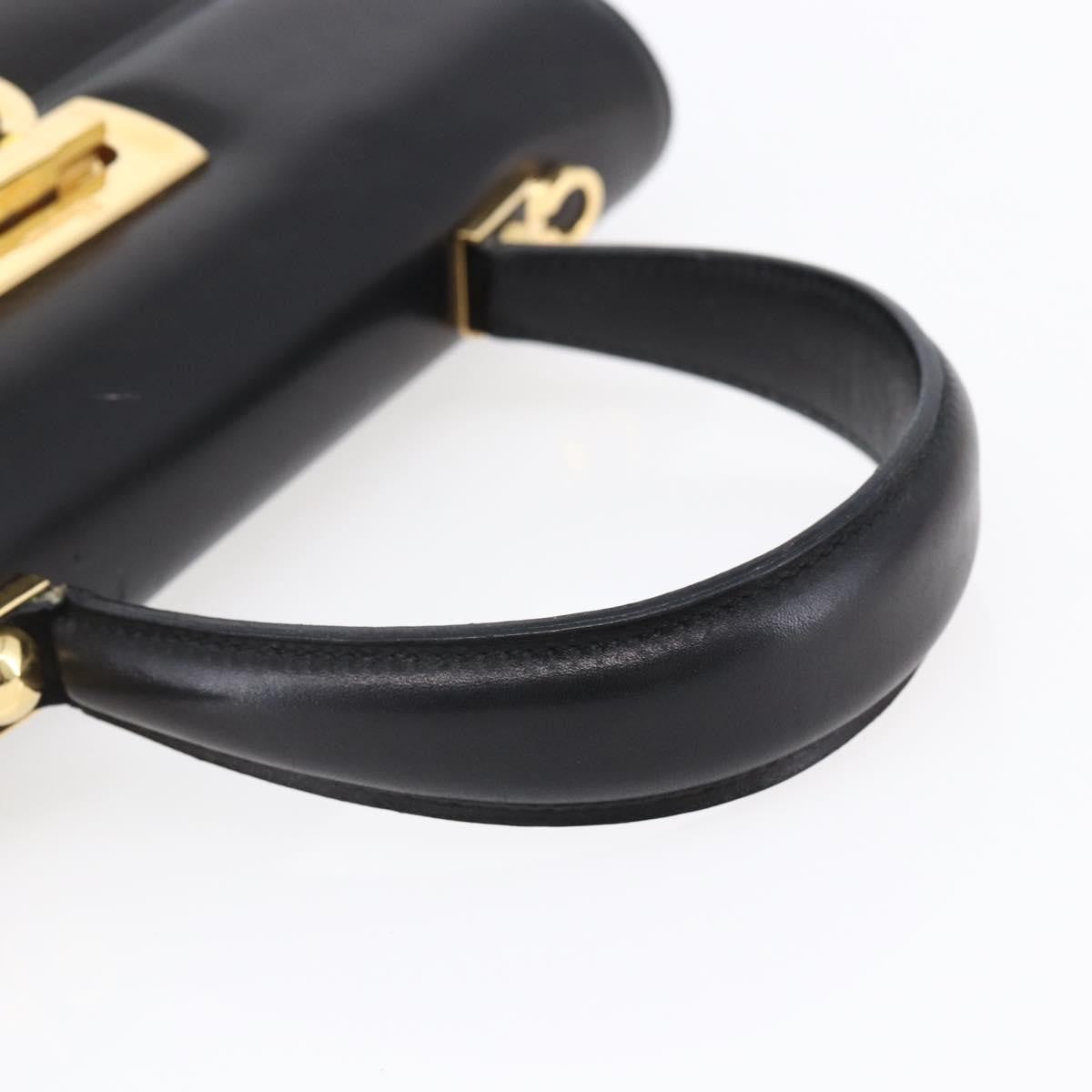 Salvatore Ferragamo Gancini Leather Black Leather Handbag (Pre-Owned)