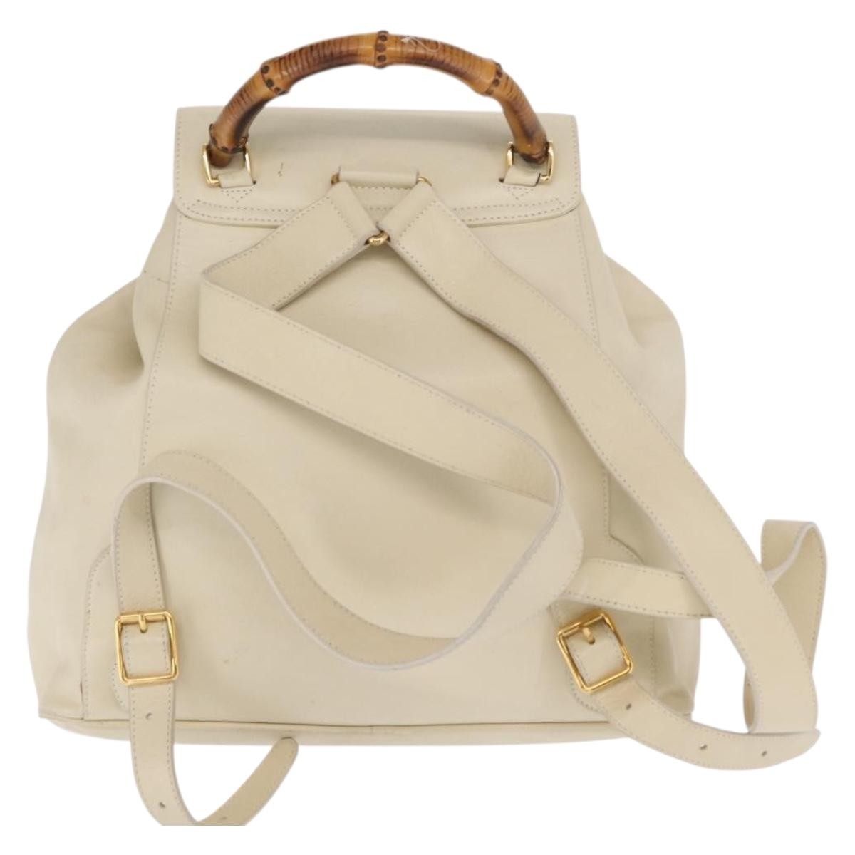 Gucci Vintage Bamboo Leather Gold Leather Backpack Bag (Pre-Owned)