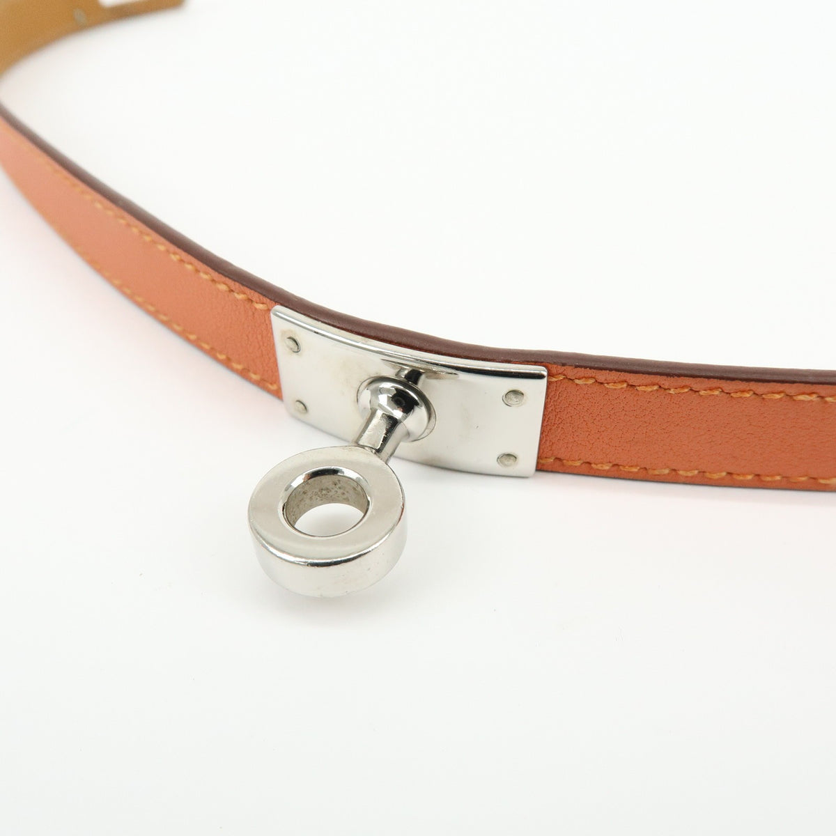 Hermes Kelly Double Tour Leather Orange Leather Bracelet Jewelry (Pre-Owned)